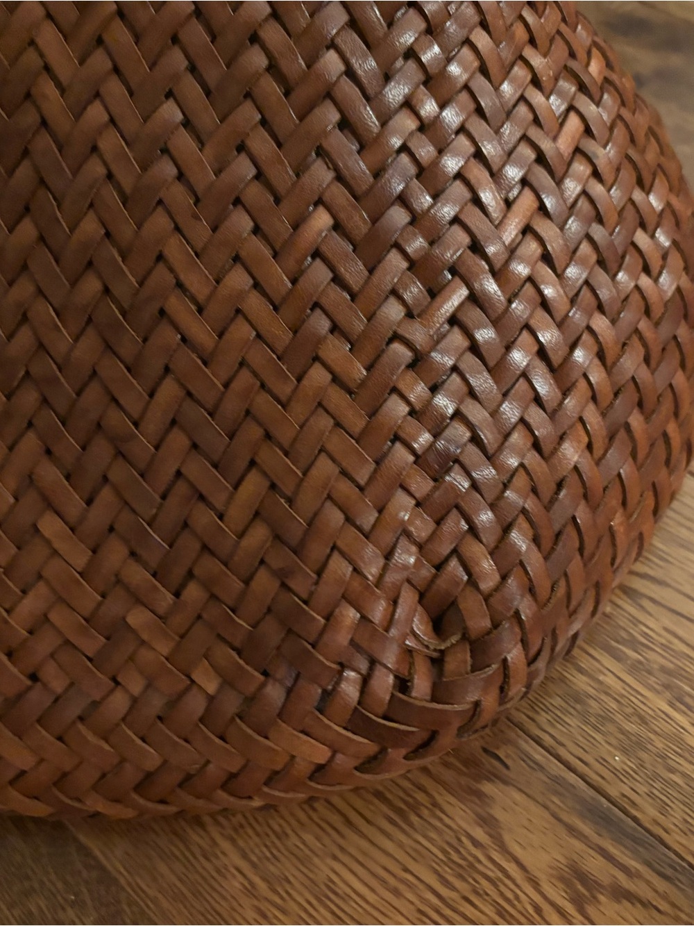 DRAGON DIFFUSION Woven Leather Tote Bag in Saddle Brown - Picture 14 of 15